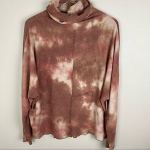 Final Touch | Pink Tie Dye Mock Neck Pullover Top